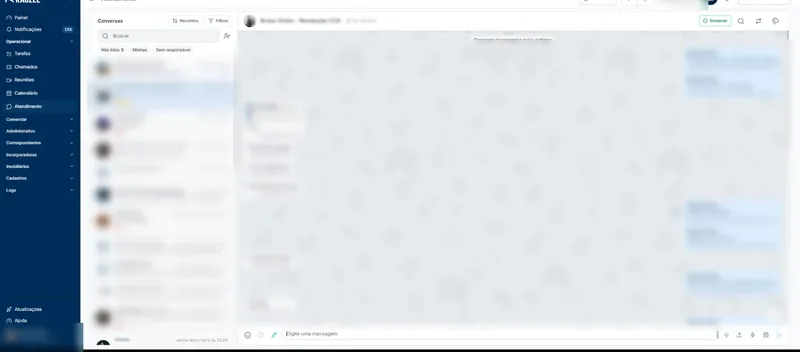 Caixa de atendimento do Rauzee com as conversas de WhatsApp da operação, separadas em não lidas, minhas e sem responsável
